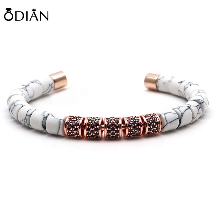 Odian Jewelry WHITE AGATE WIDE STOPPER bracelet with women bangle silver jamaica bangle bracelets