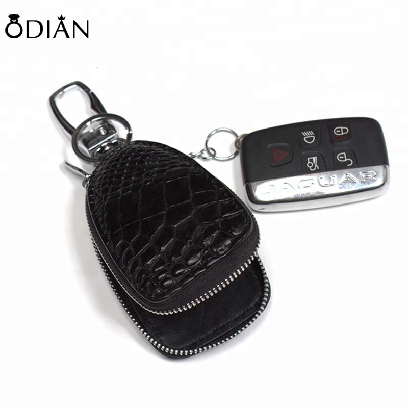 Crocodile and Alligator Leather Car Key Holder Zipper Case Wallet Keychain Bag