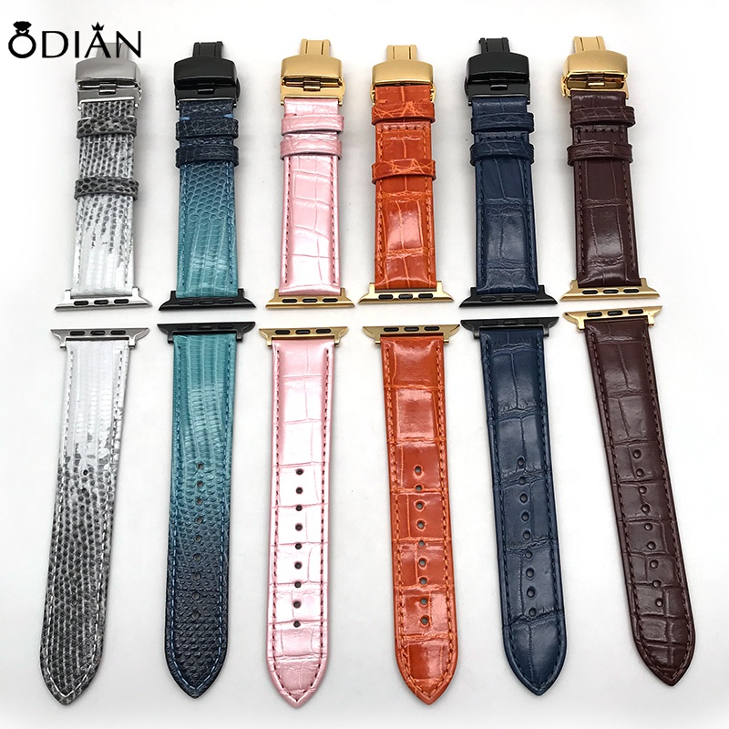 Odian Jewelry high quality genuine crocodile leather apples watch band strap