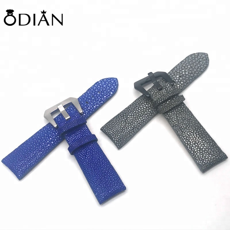 Hot luxury Stingray skin leather customized size Watch Band Strap with stainless steel