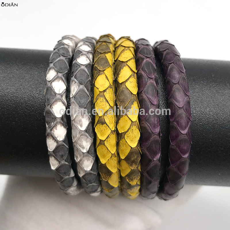 luxury genuine python leather round 5mm leather cord for bracelet jewelry