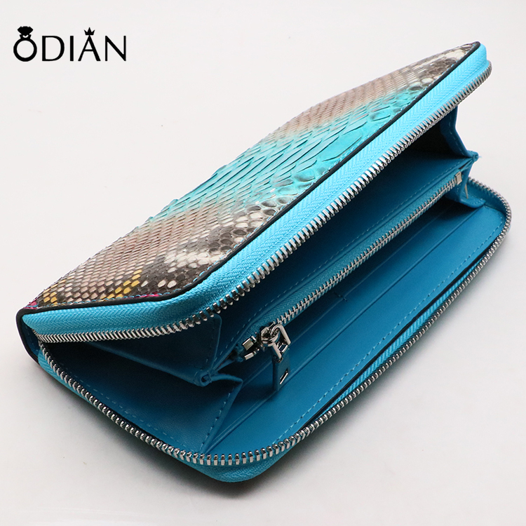 Fashion python leather long purse, real python leather purse clutch zipper for men and women's bags