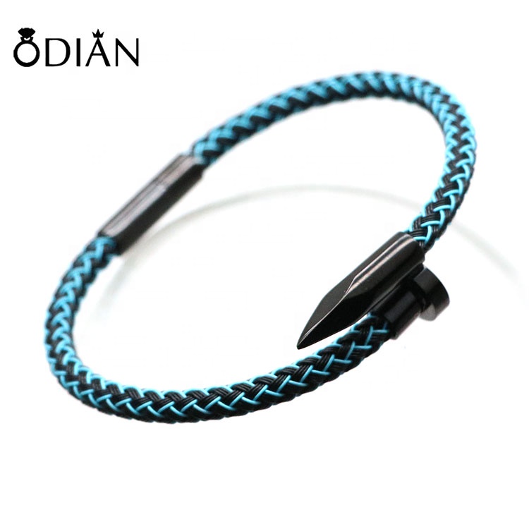 Braided stainless steel rope ,Nails Bracelets Magnetic Clasp Men And Women