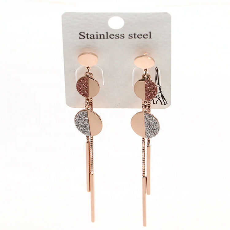 Personalized titanium steel female earring Korean style simple long tassel pendant earrings women dangle earrings