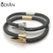 2018 Latest Fashion Styles Unisex Black Leather Chain Necklace bracelet with Stainless Nail clasp