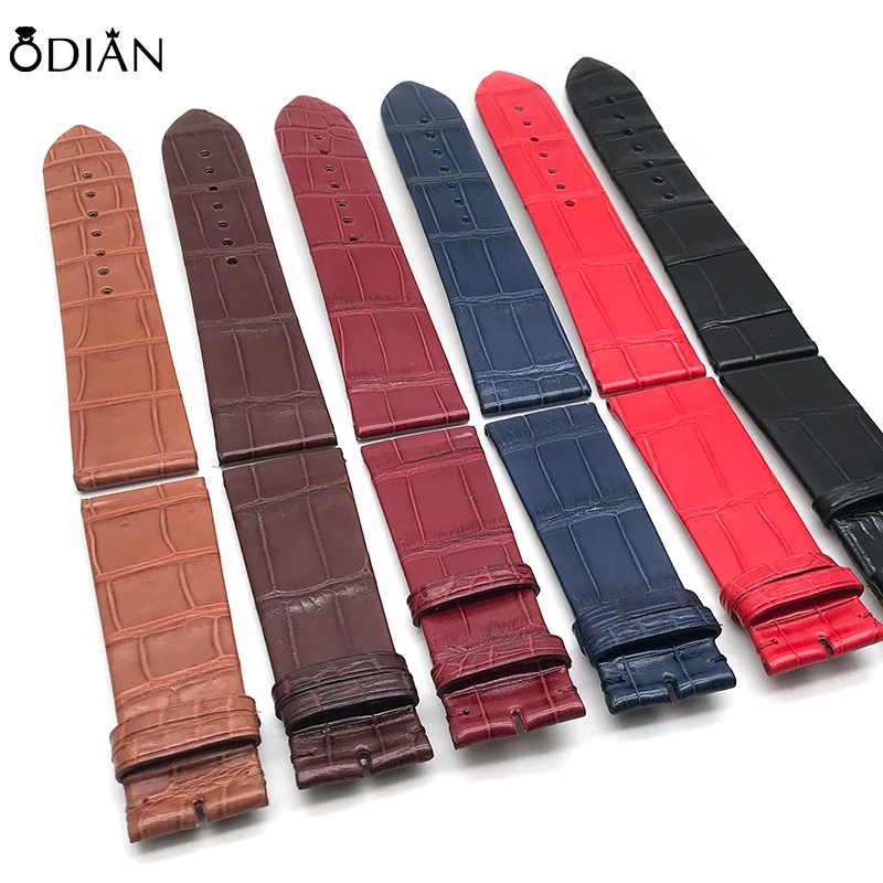 Leather strap crocodile leather ostrich lizard silk watch with black and brown color waterproof ultra-thin leather strap
