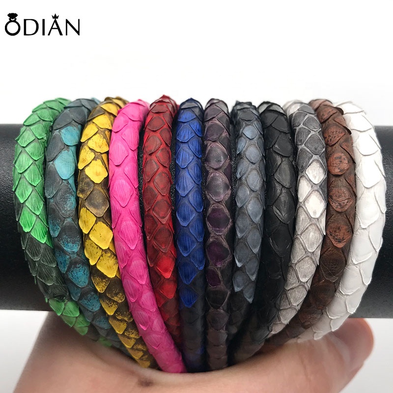 Odian Jewelry Genuine python leather cord matte pink color python leather cord