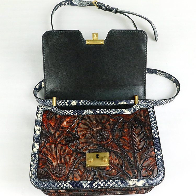 Vintage new leather handbag hand-crafted diagonal cross shoulder top leather creative handbag