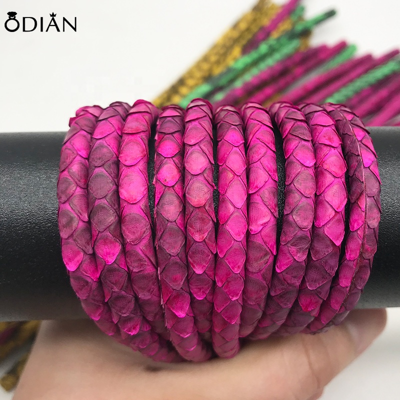 Odian Jewelry Wholesales Top Quality 4mm 5mm 6mm 100% Thailand Genuine Round Stingray python Leather Cord