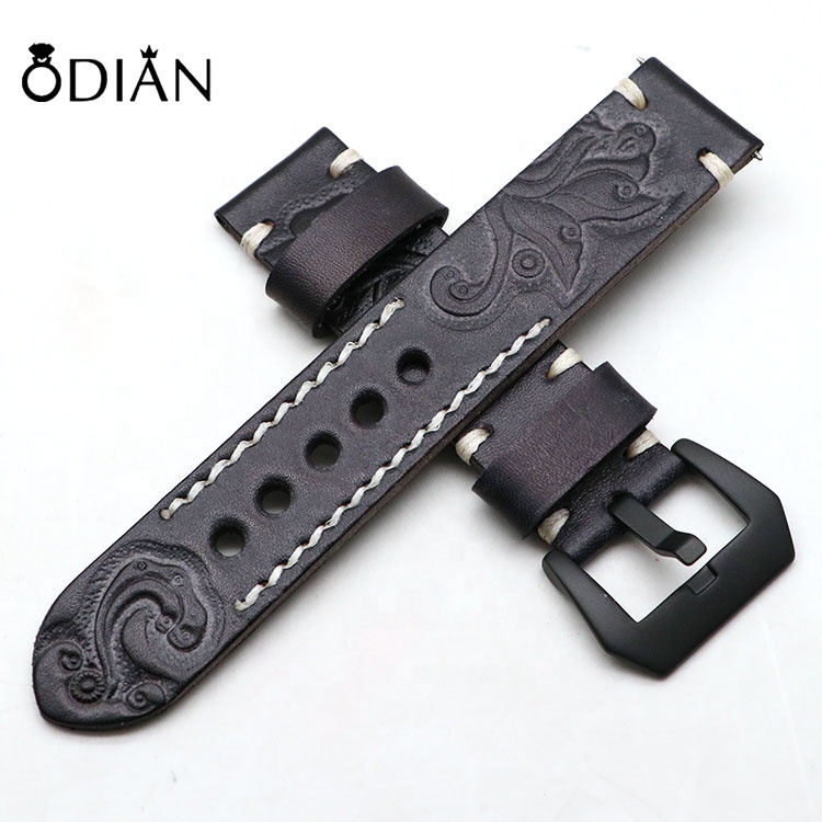 Handmade Leather Watch Strap, Fashion Genuine Leather Watch Band Embossing strap