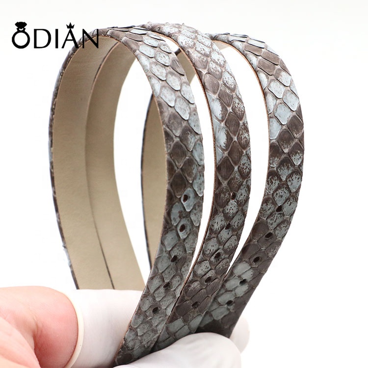 Luxury Jewelry Maker Precious multi-color Genuine Natural Python Skin Leather Cord Rope 10mm Wide Flat Python Strap Rope