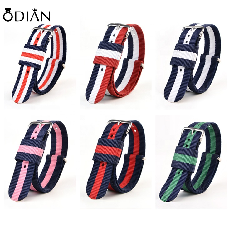 OEM logo many different colors promotional special design 24mm nato nylon watch strap