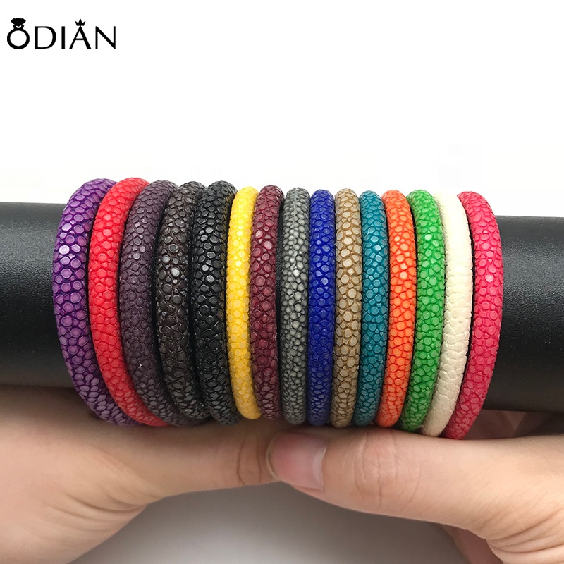 Odian Jewelry Bracelet making accessories 4 mm,5mm,6mm,8mm various colors round genuine stingray leather cord