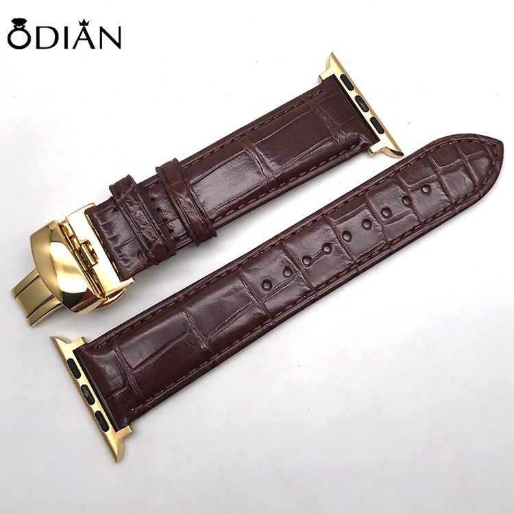 Odian Jewelry high quality genuine crocodile leather apples watch band strap