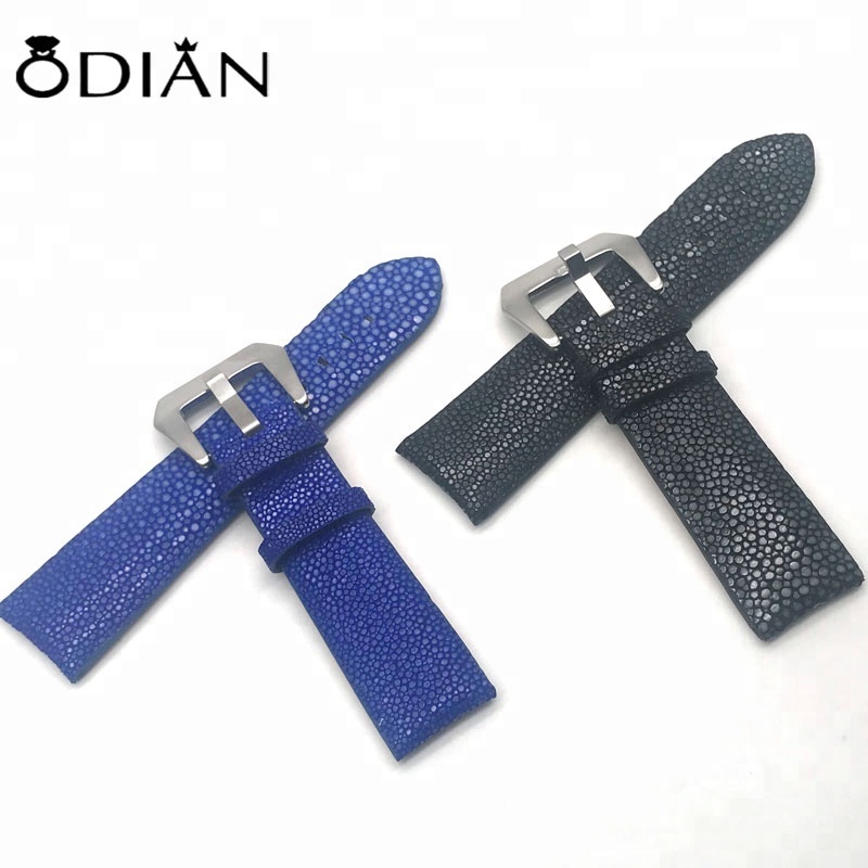 Hot luxury Stingray skin leather customized size Watch Band Strap with stainless steel
