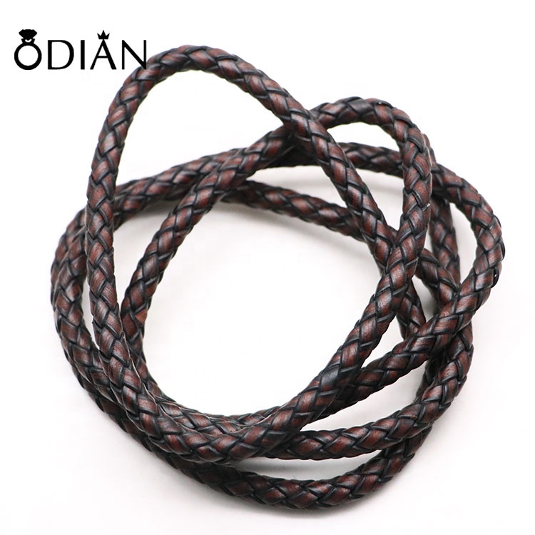 Odian 2.5mm 3mm 4mm 5mm 6mm genuine round braided leather accessories cowhide new style leather accessories