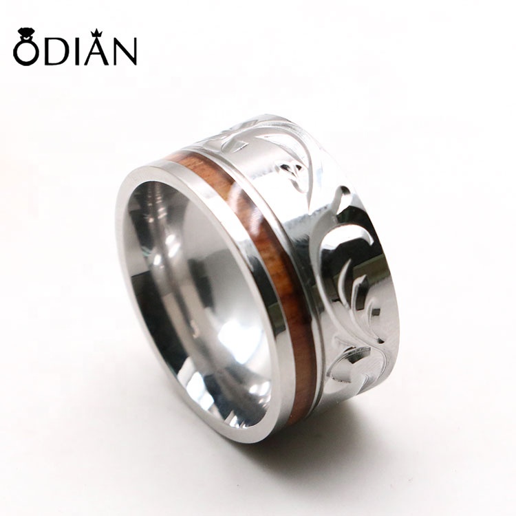 New style groove stainless steel ring, engraved pattern stainless steel couple ring