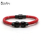 Hot Products Mens Womens Skull Beads Brown Red Black Round Stingray Leather Bracelet Wholesale