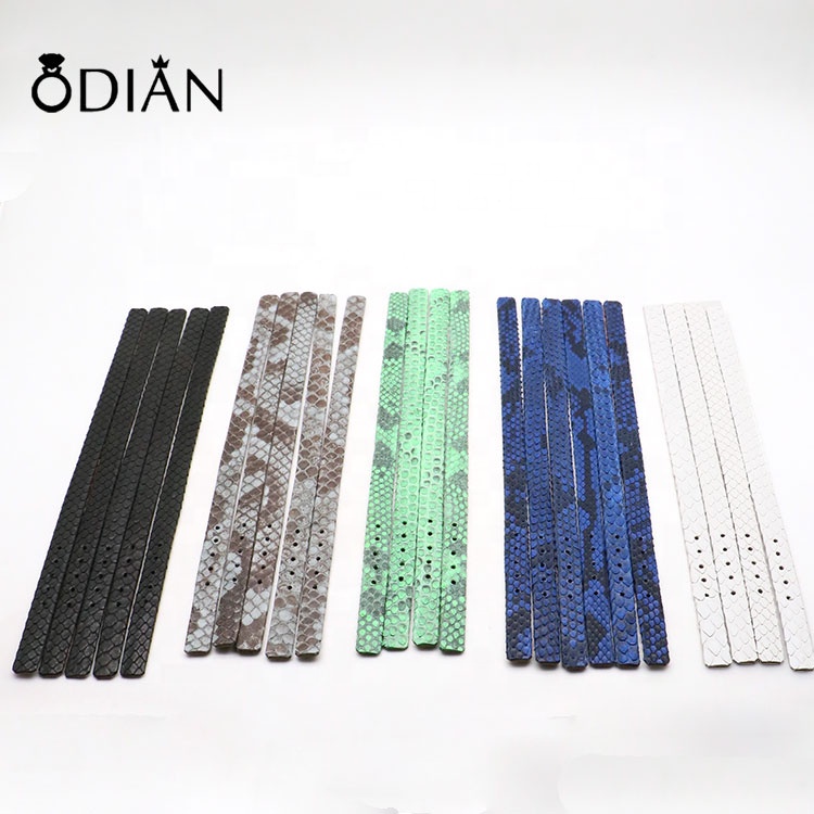 Odian Jewelry High Quality Genuine Python Leather Cord Rope Custom 9mm 10mm 15mm Flat Python Cord stingray cords