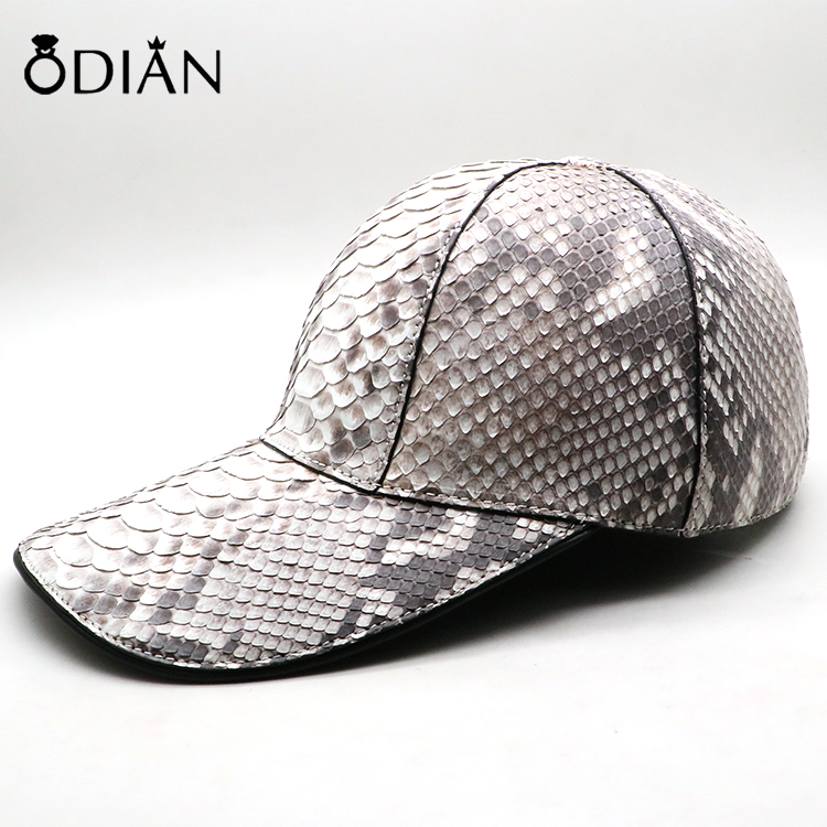 Luxury High Quality Genuine Python Skin Leather Baseball Hat, Adjustable hat buckle