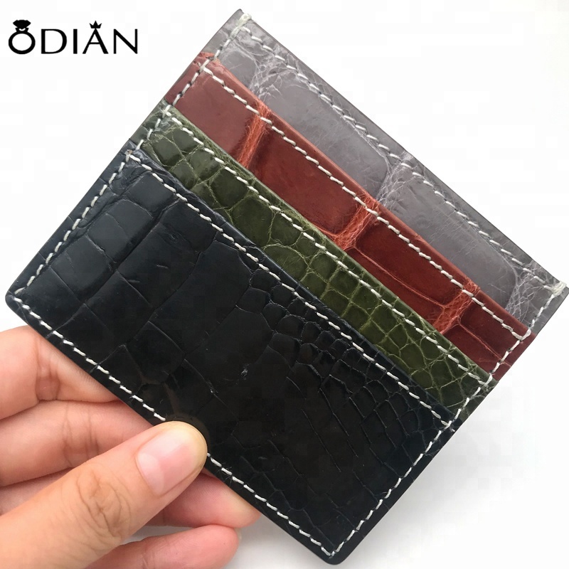 Christmas Gift Genuine Crocodile Cow Leather Credit Card Holder Card Case