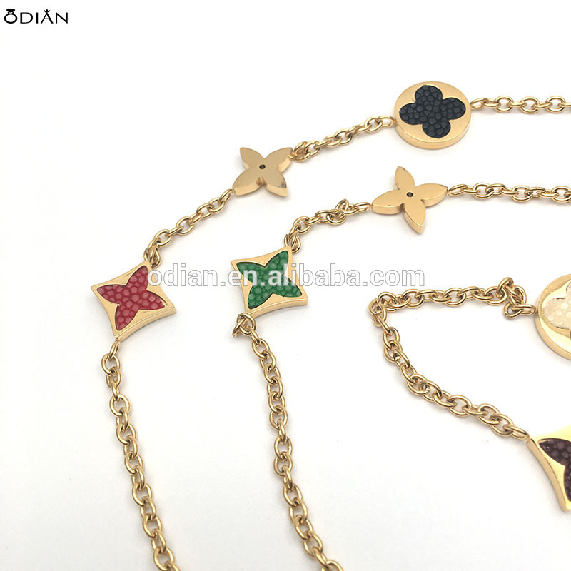 Luxury Stingray DIY leather charm necklace Multi-color Round Necklace sweater necklace chain