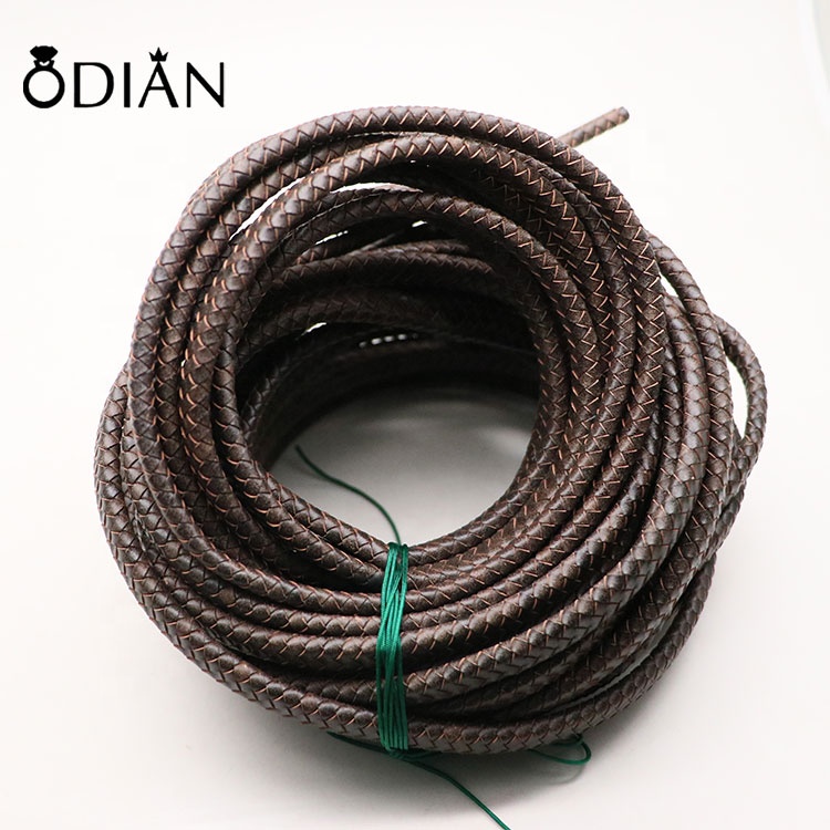High quality manufacture 6mm braided leather cord ,A variety of colors are available