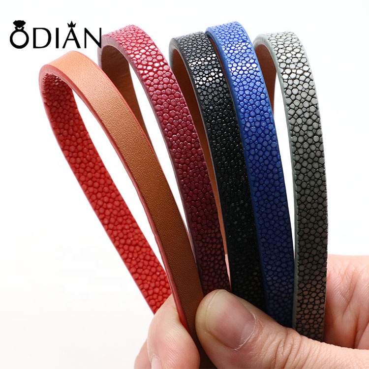 Odian Jewelry High Quality Genuine Python Leather Cord Rope Custom 9mm 10mm 15mm Flat Python Cord stingray cords