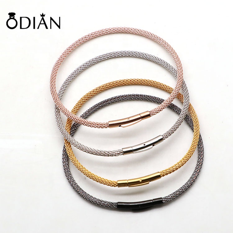 Fashion Simple Mens cuff Bangle Stainless Steel Wire Mesh Bracelet manufacturers direct ,Custom private signage