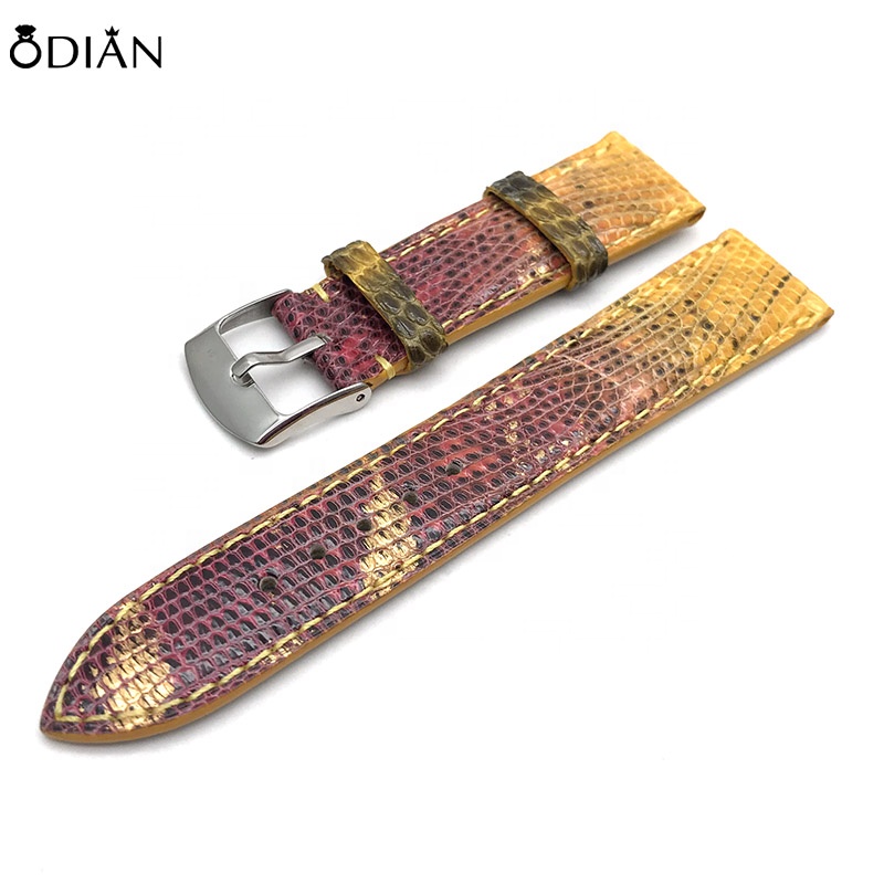 Watch accessories Strap leather beauty degree lizard leather watch strap with the gold or silver butterfly buckle 22mm 23mm