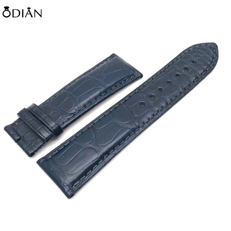 Odian Jewelry genuine alligator crocodile flat watch strap Handmade Genuine crocodile Skin Leather Watch Band strap