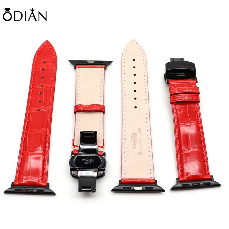 For Apples Watch Crocodile Genuine Leather Watch Band For Apple Watch Strap With Clasp Buckle 38mm 42mm