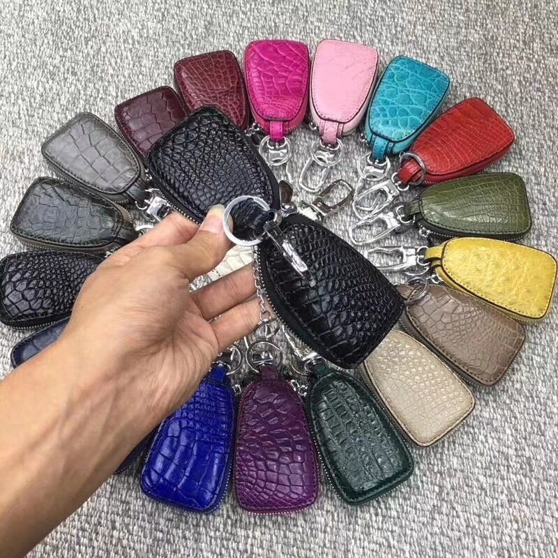 100% handmade Genuine customized crocodile leather car key chain holder