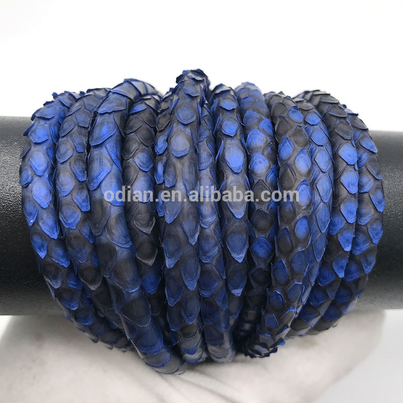 Round Folded Bolo Braided Python Boa Snake Stitched Leather Cords For Jewelry Making
