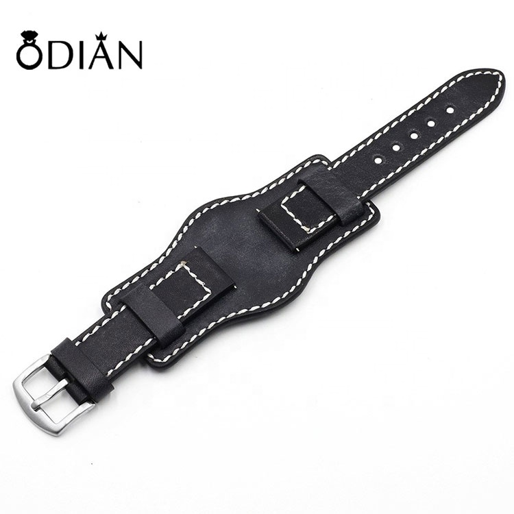 High quality leather wristband Watch band, allergy - resistant wide wristband custom logo