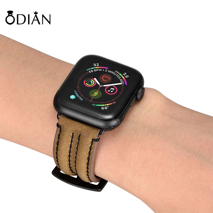 Wholesale Handmade Leather Apple Watch Band Quick Release Genuine Leather Watch Strap For Apple Watch