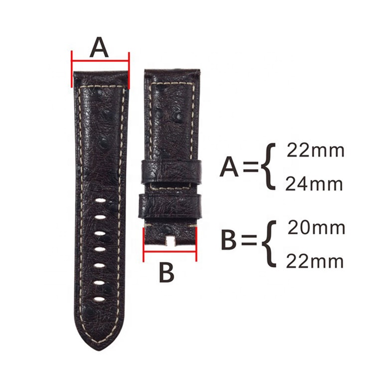 Real leather ostrich-patterned watch strap made entirely by hand with apple connector