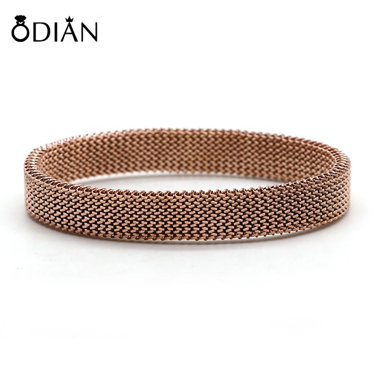High quality elastic mesh wide Stainless Steel bracelet with silver cuff bracelet for women