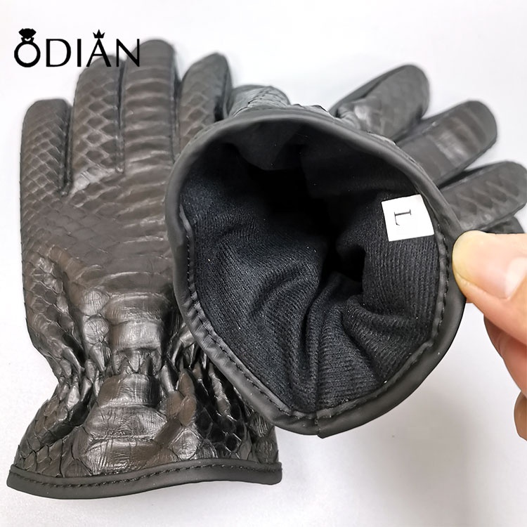 Stylish python skin short gloves high quality real snake skin black with white gloves