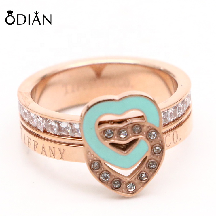 316L Stainless Steel Rose Gold Finger Zircon Ring Jewelry Design for Men and Women Diamond engagement Wedding Ring