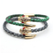Wholesale Women Mens Jewelry Green Genuine Stingray Python Leather stainless steel snake head Bracelet