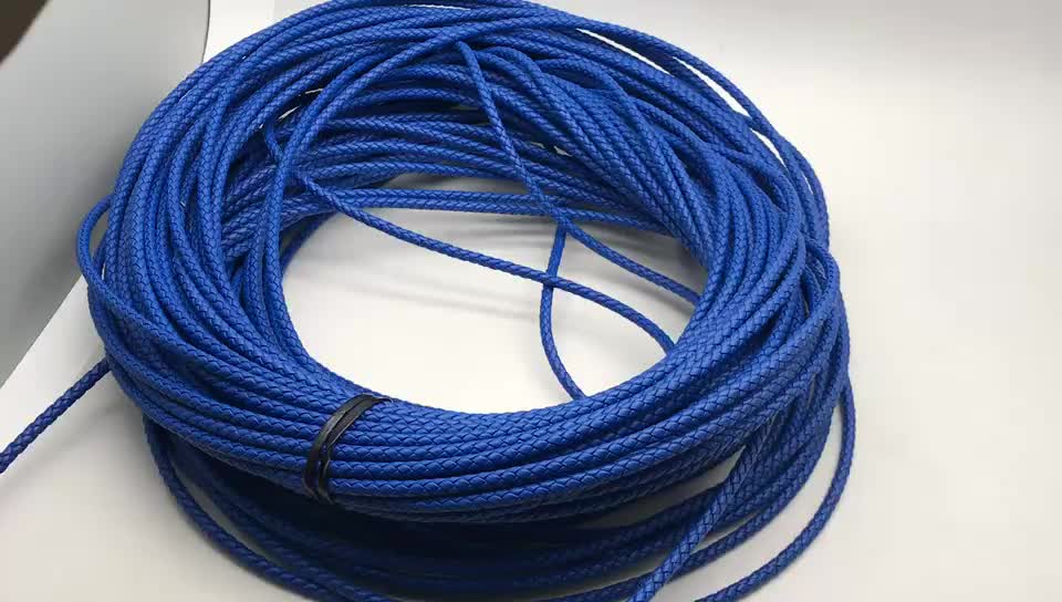 Odian Jewelry Genuine blue Braided Flat Leather Cord for bracelet jewelry