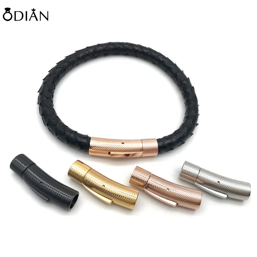 Odian Jewelry genuine stingray and python leather bracelet leather hook clasp bracelet double leather bracelet