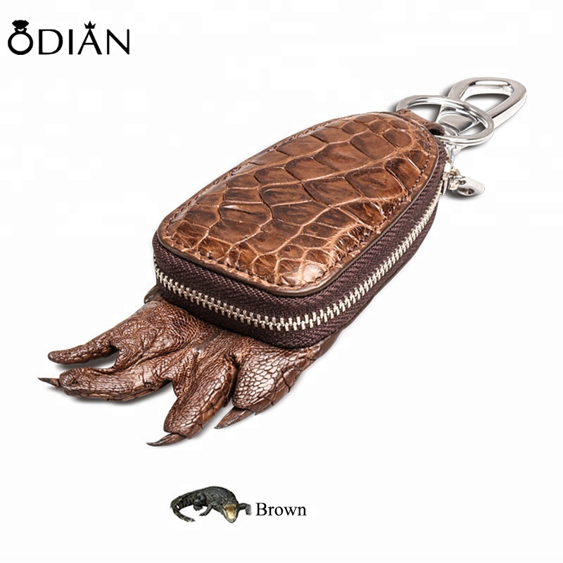 Black Keychain Genuine Crocodile Skin Foot Claw Leather Keyring