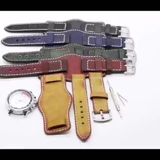 Fashion real leather anti-allergy watchband handmade leather watchband custom LOGO
