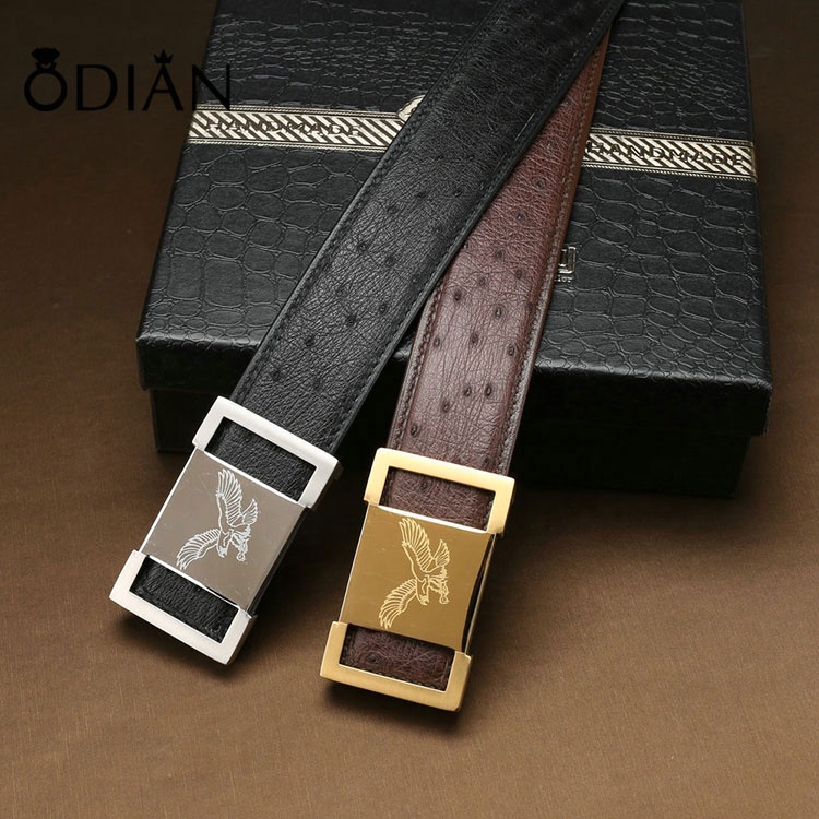 3.5cm width ostrich style first class cow skin material no buckle leather belts,DIY belt