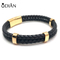 Odian Jewelry 316L stainless steel and genuine leather wholesale jewelry fashion jewelry mens leather bracelet with magnet clasp