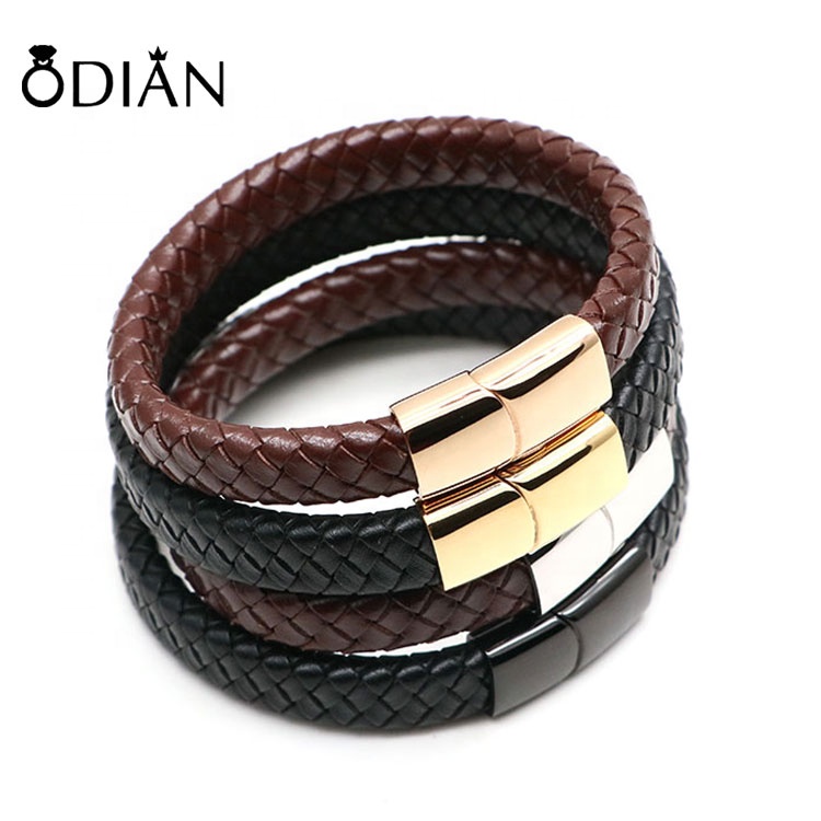 Wholesale Luxury Men'S Magnetic Charm Men Jewelry Bracelet Leather Bracelet