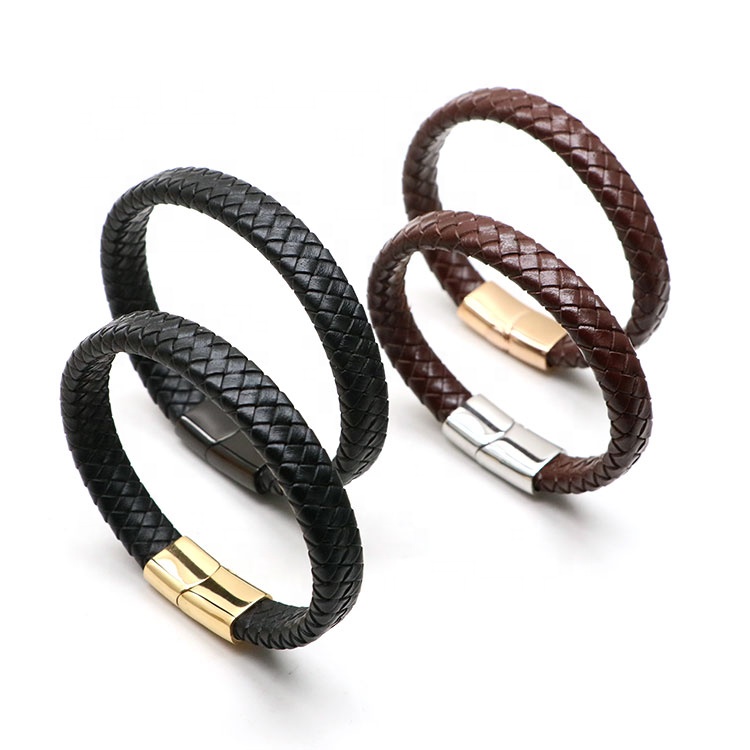 Odian Jewelry New leather men's wild temperament square multicolor leather men flat braided leather bracelet
