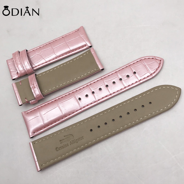 Pink color genuine leather watchband, corium lizard watch belt, derma lizrad watch wrist belt